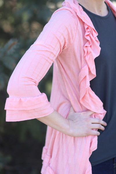 April Ruffled Cardigan | ¾ Length Sleeves