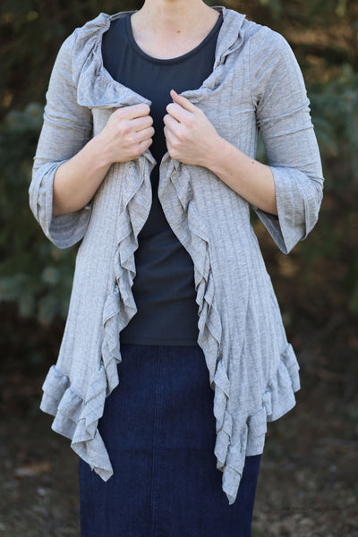 April Ruffled Cardigan | ¾ Length Sleeves