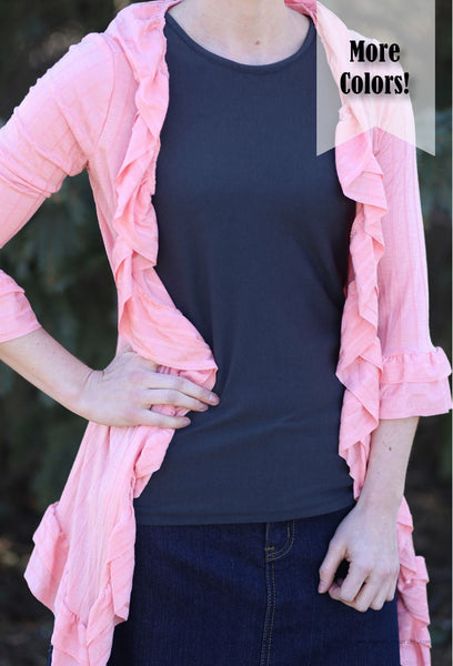 April Ruffled Cardigan | ¾ Length Sleeves