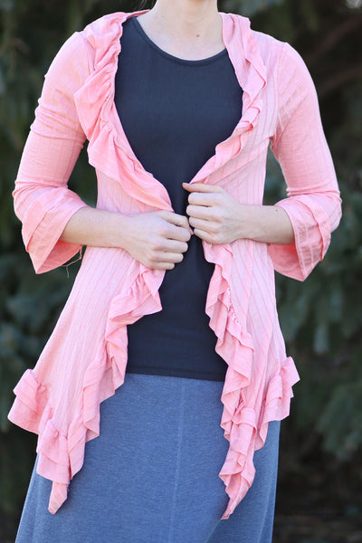 April Ruffled Cardigan | ¾ Length Sleeves