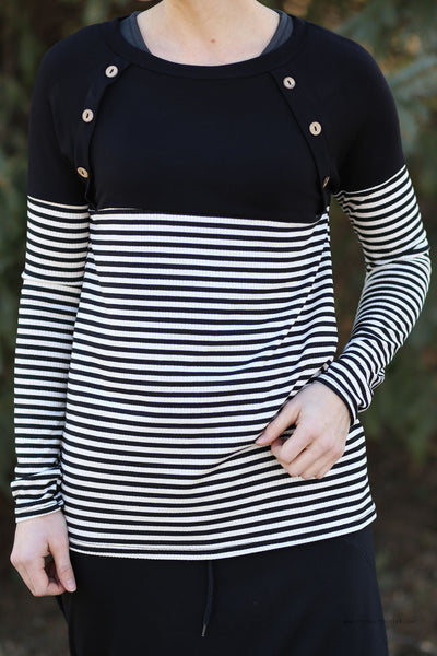 Button Trio Modest Long Sleeve Shirt