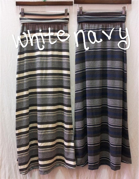 Junior Multi-Color Stripe Long Skirt