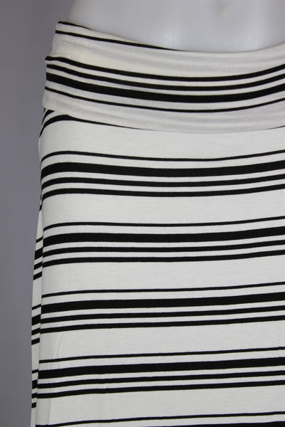 Junior White Black Striped Long Skirt